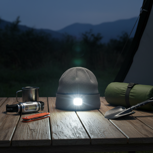 Bonnet LED de haute qualité personnalisable, bonnet tricoté USB, bonnet chaud pour les sports d'hiver, bonnet pour course nocturne en extérieur avec éclairage LED - Product Image 1