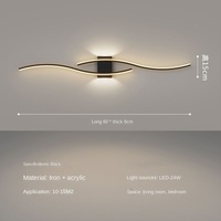 Applique murale LED moderne de luxe en fer avec abat-jour noir, lumière blanc chaud 3000K pour chambre et salon