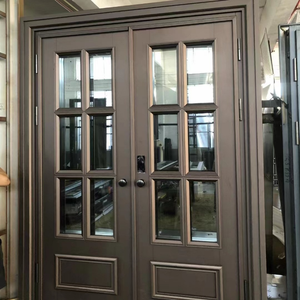 Fabricant de haute qualité design de style français moderne double grille extérieure et intérieure porte en acier verre porte en fer forgé - Product Image 3