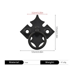 <strong>Antique</strong> Four-leaf Clover Iron Material Black Ring Single-hole Handle Flower Chinese <strong>Style</strong> for <strong>Drawer</strong> Cabinet Door Cabinet Handle - Product Image 3