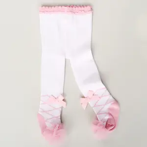 Autunno inverno Collant bambino carino fiocchi di pizzo neonata Collant vestiti cotone neonate Collant calze Menina Collant