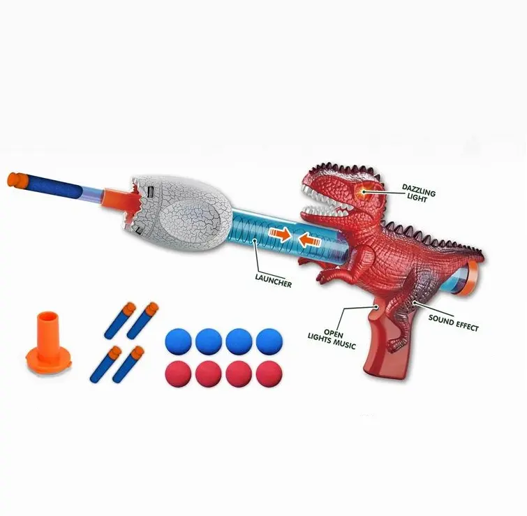 Install dinosaur firing soft bullets for 3+ years old kids outdoor battle game sound light aerodynamic toy guns