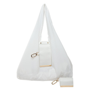 Sacs de courses pliables en gros réutilisables avec <span class=keywords><strong>pochette</strong></span> pour les courses et les voyages, sac de courses quotidien pliable en nylon - Product Image 5