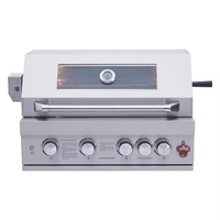 Barbecue à gaz encastrable Luoqi LQ-B4G en acier inoxydable de haute qualité, moderne, avec rôtissoire à poulet intégrée, 66000 BTU, pour usage extérieur professionnel et familial