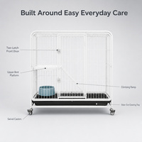 Cage pour chat extra-large en fer, idéale pour l'élevage à domicile, avec plateau coulissant en plastique et loquet de sécurité.
