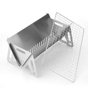 Nouveau Barbecue Portable de Table 21 CM en Acier Inoxydable, Four à Charbon de Bois, Brasero de Camping, Poêle à Bois avec Panier Multifonction - Product Image 1