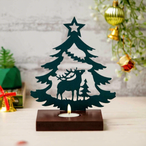 Adorno Navideño de Reno para Árbol de Navidad, Portavelas Decorativo de Madera Verde para Velas de Té, Decoración Festiva para el Hogar y la Oficina - Product Image 6