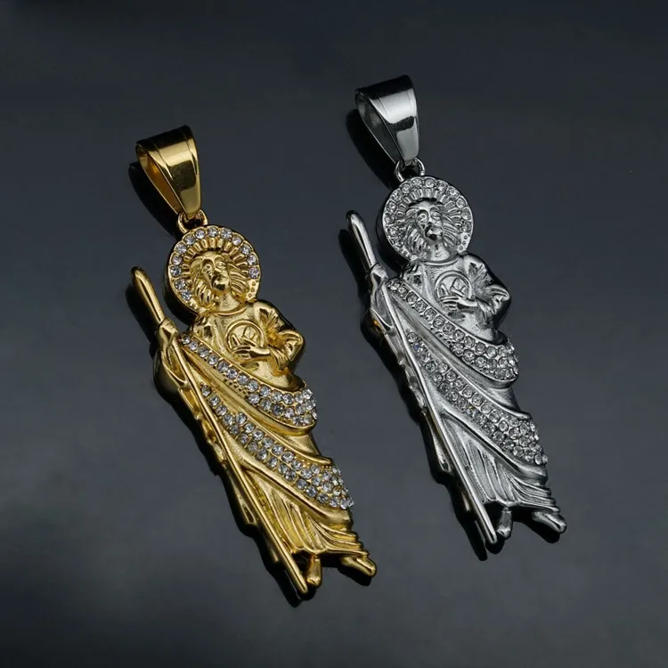 Neue Edelstahl vergoldete Saint Benedict Halskette benutzer definierte Casting Anhänger Hochzeits schmuck Geschenk für Frauen Halskette