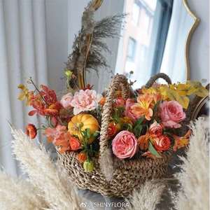 Cestas de flores hechas de ratán, paja o sauce; arreglos florales hechos a mano; flores frescas; cestas de sandía; bambú - Product Image 2