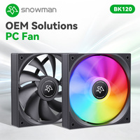 Ventilateur de boîtier PC SNOWMAN BK120 120mm noir, LED arc-en-ciel, 1000 tr/min, Molex 4 broches, 12V DC, économique, vente en gros