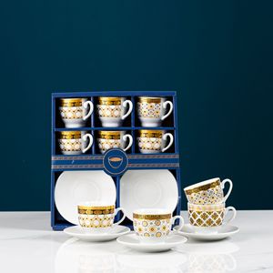Tazze in <span class=keywords><strong>ceramica</strong></span> <span class=keywords><strong>turca</strong></span> araba set di tavolini da caffè in stile europeo tazza moderna di lusso set regalo promozionale di 6 tazze da caffè e piattino - Product Image 5