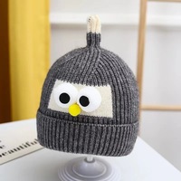 Vente en gros directe d'usine, bonnet tricoté pour bébé de 1 à 5 ans, motif d'oiseau mignon, doublure en polaire douce, bonnet pour enfant, usage quotidien en hiver