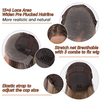 Perruque Lace Frontal Synthétique HD 13x6, Cheveux Synthétiques, Partie Moyenne, Longue Ligne Droite, 26 Pouces, Brun Clair, Dégradé, Mode Européenne