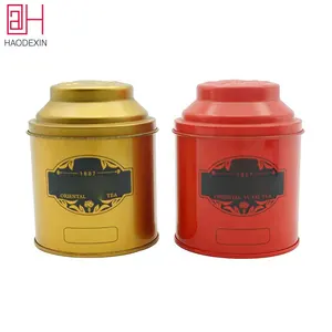 HAODEXIN批发空定制茶锡罐用于茶叶仿古设计圆形锡制容器铝锡盒包装盖