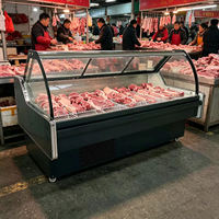 Refrigerador Comercial Usado de Acero Inoxidable de Una Sola Temperatura para Exhibición de Carne con Luz LED y Enfriamiento Directo para Carne Fresca