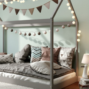 Cama Infantil <span class=keywords><strong>de</strong></span> Madera con Forma <span class=keywords><strong>de</strong></span> <span class=keywords><strong>Casa</strong></span>, Muebles para Dormitorio Infantil, Cama Individual para Niños Pequeños con Toldo - Product Image 4