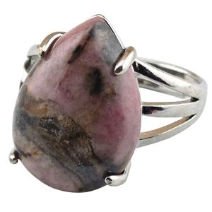 Hot Selling Ring Voor Vrouwen Mannen Meisjes Zilver Rhodochrosite Traan Drop Custom Edelsteen Natuurlijke Schittering Steen Feestkleding Cadeau Ring - Product Image 1