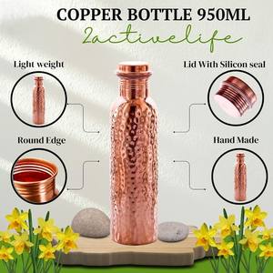 ขวดน้ำทองแดงทำด้วยมือคุณภาพที่เหนือกว่าจับง่ายฝาปิดที่แข็งแรงช่วยเพิ่มภูมิคุ้มกันการย่อยอาหารสำหรับใช้ในสำนักงานและการเดินทาง - Product Image 2