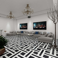 Carreaux de sol modernes en porcelaine polie antidérapante, motif géométrique marbre noir et blanc, 800x800mm, pour hall d'hôtel, villa, salle de bain