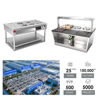 Bain-Marie Professionnel Chauffant en Acier Inoxydable pour Buffet, Présentoir de 5 Bacs avec Protection Anti-Éclaboussures pour Comptoir Commercial