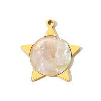 Colgante de mariposa y estrella de acero inoxidable chapado en oro vintage francés, accesorios geométricos de luna para mujer, dijes para hacer joyas DIY