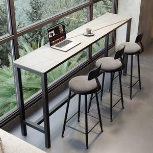 โต๊ะบาร์และเก้าอี้ที่ทันสมัยโต๊ะบาร์แคบแบบเรียบง่ายโต๊ะยาวสำหรับร้านชานมและเก้าอี้ - Product Image 1