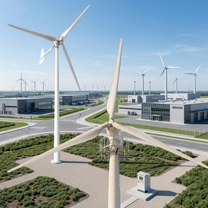 Éolienne à axe horizontal haute puissance de 200 kW à 3 pales, avec un diamètre de rotor de 22 m et une hauteur de 30 m - Product Image 1