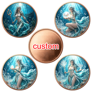 Moneta Commemorativa Personalizzata in Rame Puro 999 con Dea Marina <span class=keywords><strong>Fantasia</strong></span>, Stampa UV ad Alto Rilievo, Collezionabile, Produzione Diretta ODM - Product Image 1
