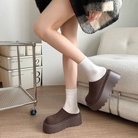 Nouvelles pantoufles élégantes en fourrure et coton à semelle épaisse et talon haut, style automne-hiver 2026