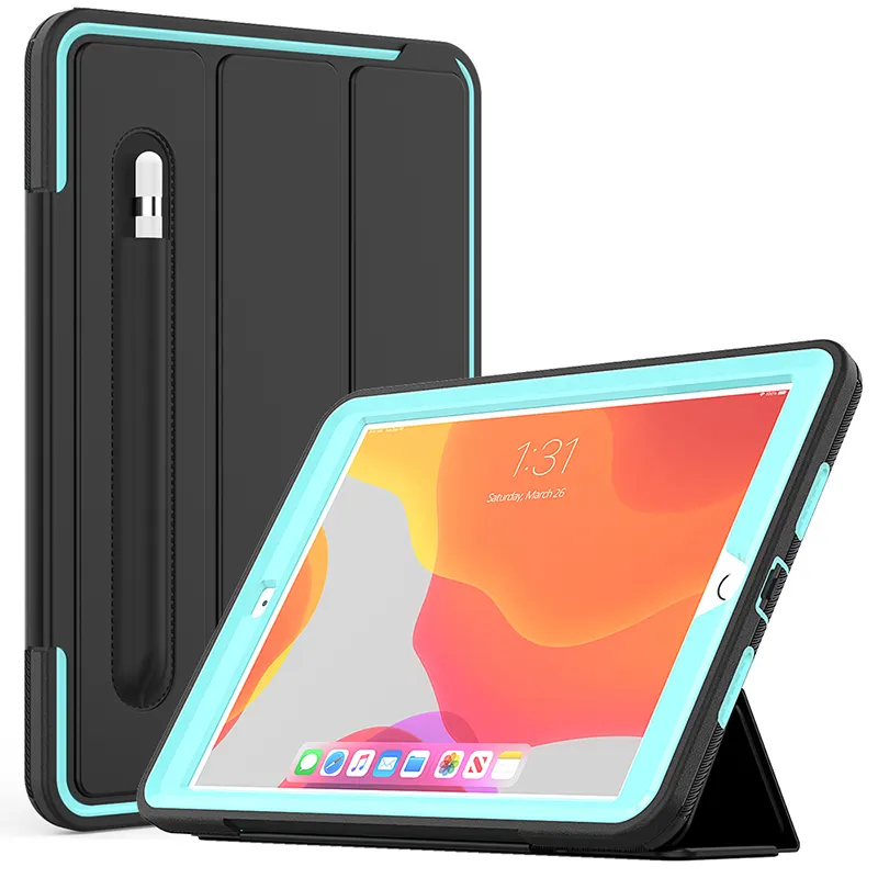 Factory price good leather case with built in screen protector for iPad 10.2 universal Case