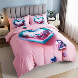 ชุดเครื่องนอนลายหัวใจสีชมพูประดับเลื่อม 3 ชิ้น พร้อมปลอกผ้านวมพิมพ์ลายกลิตเตอร์ ส่งตรงจากยุโรป (Poland Stock) - Product Image 2