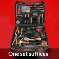 Ensemble d'outils à main pour la maison au quotidien, perceuse lithium-ion tout-en-un, kit complet de 128 pièces avec jeu de douilles