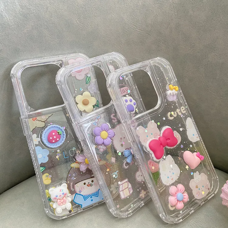 3 In 1 Clear 3D Cartoon Cell Phone Cases Wholesale For Samsung A32 4G A34 A54 5G S10 Plus A03 Core A05S