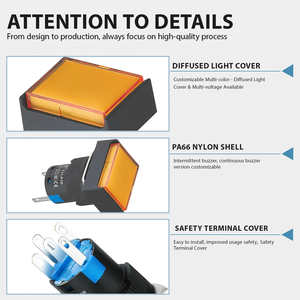 16 मिमी आयत प्लास्टिक सिग्नल इंडिकेटर पिन टर्मिनल सोल्डरिंग लैंप लाइट हाईट लाइट बड़े आकार की चिप नेतृत्व वाली - Product Image 2