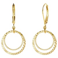 Pendientes Colgantes de Moda al por Mayor ChuYao, Doble Círculo, Chapados en Oro de 14K, Minimalistas, Texturizados, Joyería Personalizada para Mujer