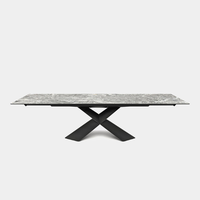 Table à manger en dalle de roche minimaliste italienne personnalisée conception rotative extensible rectangulaire moderne pour petit usage domestique dans les hôtels