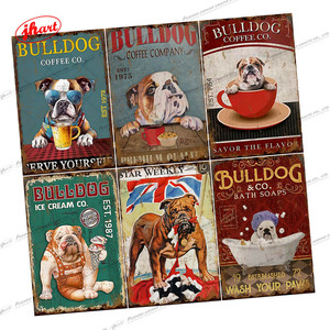 <span class=keywords><strong>Bouledogue</strong></span> vintage ICE CREAM CO. enseigne en métal style ancien chambre à coucher salon animalerie café décoration murale chien enseigne en métal personnalisée en gros - Product Image 1