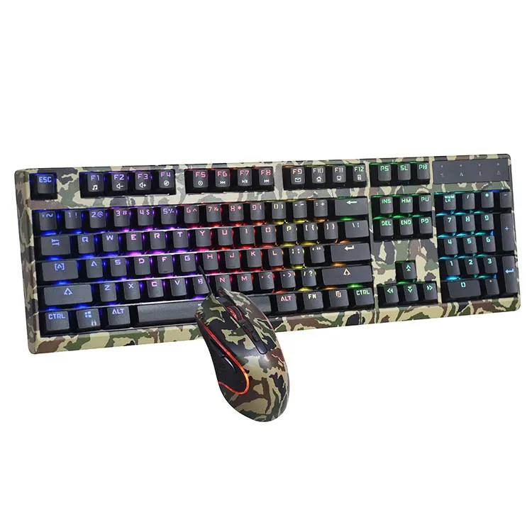 Vintage Renkli Daktilo Mekanik Keycaps Kablosuz Masaüstü Combo Oyun Klavye Fare