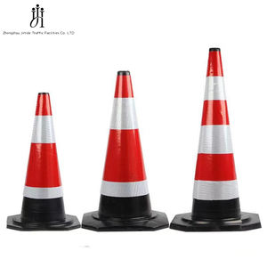 مخروط مرور مرن للتحذير باللون الأصفر والأحمر من البلاستيك PVC للسلامة المرورية بالجملة - Product Image 1