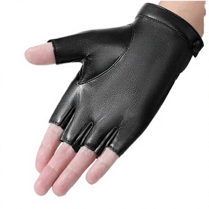 Leather Fingerless Gloves Wrist Length Breathable Plain Style For Daily Casual Use Spring Summer - Product Image 2