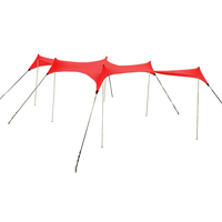 Tente de fête de plage de grande taille 6 poteaux en aluminium de luxe imperméable UV 50 + Lycra auvent avec abri solaire de sac de sable