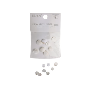 Perline di conchiglia Ilan 12mm rotonde colore naturale fai da te 8 pezzi - Product Image 1