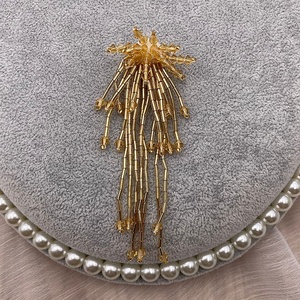 Patchs perlés de fleurs de gland en tissu avec appliques de perles de cristal perlées à la main pour bricolage chaussures chapeaux boucles d'oreilles accessoires vestimentaires - Product Image 6