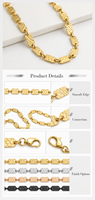Collar de Eslabones Ovalados Martillados en Tono Dorado, Cadena de Acero Inoxidable, Joyería para Mujer, Regalo para Fiesta