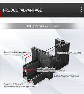 בית מגורים מסחרי פלוריידה הסמכה אלומיניום הוריקן השפעה דלתות זכוכית מיאמי Dade הוריקן דלת הזזה דלת הזזה - Product Image 5