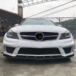 FRP Wide Body Kit per <span class=keywords><strong>Mercedes</strong></span> Benz classe <span class=keywords><strong>C</strong></span> W204 C63 C200 C300 Black Series Style paraurti anteriore minigonne laterali parafango cofano barra posteriore - Product Image 2