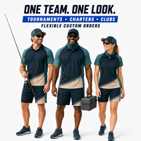 Conjunto de Uniforme de Pesca Personalizado de 4 Piezas, Camiseta Polo de Manga Corta de Secado Rápido, Pantalones Cortos, Gorra, Bragas para el Cuello, Sublimación OEM, MOQ Bajo