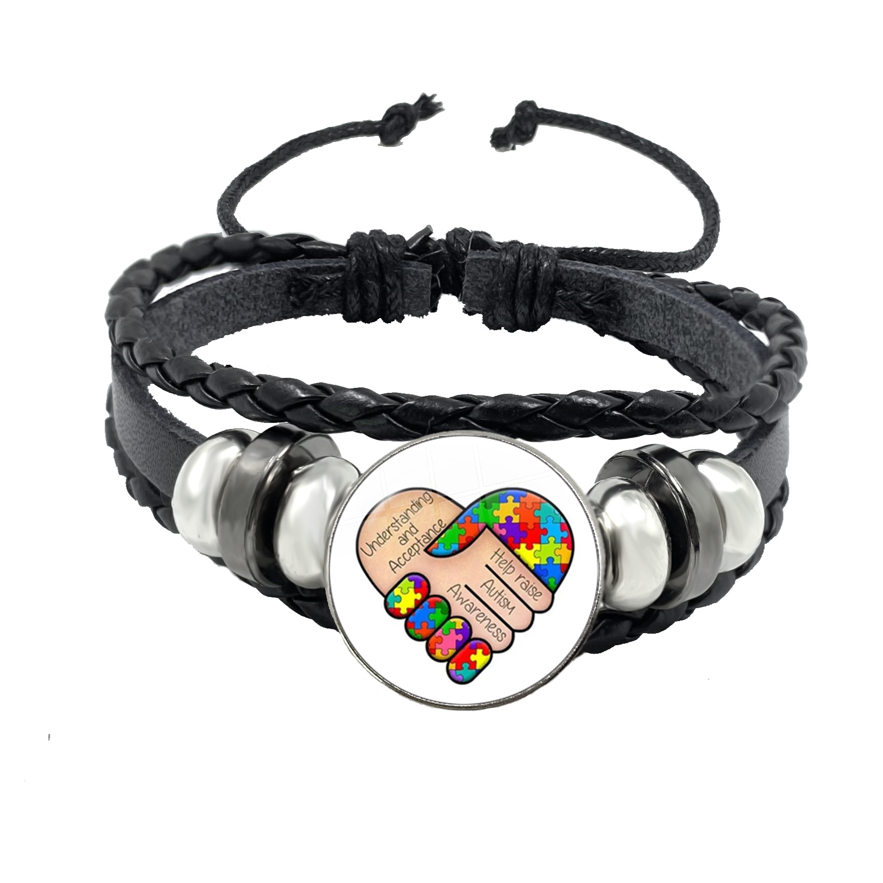 Bracciale Regolabile Con Ciondolo Puzzle Smaltato Colorato, Consapevolezza Autismo, Blu, Regalo Per Donna E Ragazza - 6