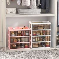 Table de toilette moderne de luxe noire en PP durable, chariot de rangement multicouche, armoire à cosmétiques transparente, tiroir coulissant en plastique léger