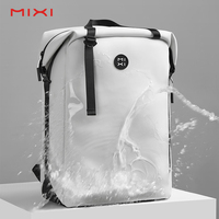 Mixi Tas Punggung Bisnis Pria, Ransel Laptop Pintar 15.6 Kulit Sapi Kustom Desainer Anti Maling